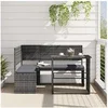 Image de Canapé de jardin avec table et coussins en forme de L gris