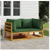 Image de Canapés d'angle sectionnels 2 pcs coussins verts Bois acacia
