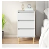 Image de Table de Chevet, Armoire de Nuit avec 3 Tiroirs, Armoire de Lit avec Rangement, Table de Nuit Chambre, Moderne, Blanc Bois d'Ingénierie