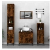 Image de Armoire de Salle de Bain, Meuble de Rangement avec 2 Tiroirs et Compartiment, Organisateur de Toilette Intérieur, Industriel, Chêne Fumé Bois