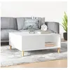 Image de Table basse blanc 80x80x36,5 cm bois d ingénierie