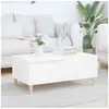 Image de Table Basse, Table d'Appoint avec Rangement, Bout de Canapé Maison Intérieur, Table de Salon, Scandinave, Blanc Bois d'Ingénierie