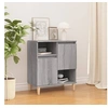 Image de Buffet, Armoire avec 4 Compartiments et 2 Portes, Meuble de Rangement, Organisateur de Salle de Séjour, Scandinave, Sonoma Gris Bois d'Ingénierie