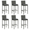 Image de Tabourets de bar avec coussins lot de 6 gris résine tressée