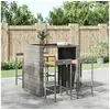 Image de Tabourets de bar lot de 4 gris résine tressée et bois d acacia