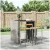Image de Tabourets de bar lot de 2 gris résine tressée et bois d'acacia362607