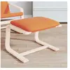 Image de Repose-pied, Tabouret avec Coussin, Siège avec Cadre en Bois, Meuble de Salon Salle de Séjour Bureau Intérieur, Moderne, Foncé Tissu 351070