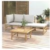 Image de Salon de jardin 4 pcs avec coussins gris clair bambou