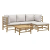 Image de Salon de jardin 5 pcs avec coussins gris clair bambou 3155082