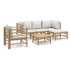Image de 6-delige Loungeset met kussens bamboe lichtgrijs3155083