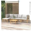 Image de Salon de jardin modulable 5 personnes gris bambou 69 x 55 x 65 cm 6 pieces