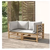 Image de Canapés d'angle de jardin avec coussins gris clair 2 pcs bambou 3155086