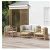 Image de Salon de jardin modulable 5 pieces gris 4 personnes 69 x 55 x 65 cm bambou