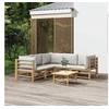 Image de Salon de jardin modulable bambou gris 6 pieces 69 x 55 x 65 cm 5 personnes