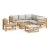 Image de Salon de jardin modulable bambou gris 8 pieces 69 x 55 x 65 7 personnes