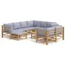 Image de Salon de jardin modulable bambou gris 4 pieces 9 personnes