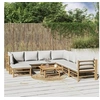 Image de Salon de jardin 9 pcs avec coussins gris clair bambou, ensemble de salon, ensemble de salon extérieur, 3155100