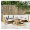 Image de Salon de jardin modulable bambou gris 7 pieces x 55 x 65 6 personnes