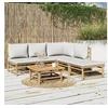 Image de Salon de jardin modulable 5 personnes bambou 6 pieces 69 x 55 x 65 cm gris