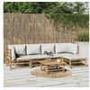 Image de Salon de jardin modulable 5 personnes gris 6 pieces 69 x 55 x 65 cm bambou