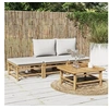 Image de Salon de jardin modulable bambou 4 pieces gris 69 x 55 x 65 cm 3 personnes