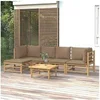 Image de Salon de jardin modulable 6 pieces 5 personnes bambou 69 x 55 x 65 cm marron
