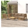 Image de Salon de jardin modulable bambou marron 7 pieces 6 personnes