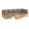 Image de Salon de jardin modulable marron 7 pieces 6 personnes 69 x 55 x 65 cm bambou