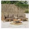 Image de Salon de jardin modulable 5 personnes 6 pieces marron 69 x 55 x 65 cm bambou