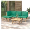 Image de Salon de jardin 5 pcs avec coussins vert bambou 3155145