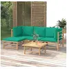 Image de Salon de jardin 5 pcs avec coussins vert bambou 3155146