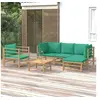 Image de Salon de jardin 6 pcs avec coussins vert bambou 3155147