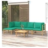Image de Vert 5 personnes bambou salon de jardin modulable 69 x 55 x 65 6 pieces