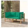 Image de Canapés d'angle de jardin avec coussins vert 2 pcs bambou 3155150