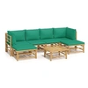 Image de Salon de jardin modulable vert 7 pieces bambou 69 x 55 x 65 cm 6 personnes
