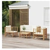Image de Salon de jardin modulable 5 pieces beige 4 personnes 69 x 55 x 65 cm bambou