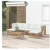 Image de Salon de jardin 7 pcs avec coussins blanc crème bambou 3155197