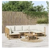 Image de 6 personnes bambou salon de jardin modulable 7 pieces 69 x 55 x 65 beige