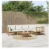 Image de Beige salon de jardin modulable 6 pieces 5 personnes 69 x 55 x 65 bambou
