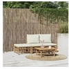 Image de Salon de jardin modulable beige 3 personnes 4 pieces 69 x 55 x 65 bambou