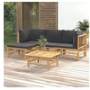 Image de Salon de jardin 5 pcs avec coussins gris foncé bambou 3155210