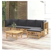 Image de Salon de jardin modulable bambou 5 personnes gris 69 x 55 x 65 6 pieces