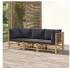Image de Salon de jardin modulable bambou 3 personnes 3 pieces 69 x 55 x 65 cm gris
