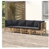 Image de Salon de jardin modulable 4 pieces bambou 4 personnes 69 x 55 x 65 cm gris