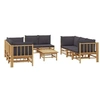Image de Salon de jardin modulable bambou 8 personnes 9 pieces