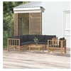 Image de Salon de jardin modulable bambou gris 6 personnes 69 x 55 x 65 cm 7 pieces