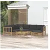 Image de Salon de jardin modulable 8 pieces bambou 7 personnes 69 x 55 x 65 cm gris
