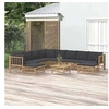 Image de Salon de jardin modulable 10 personnes 11 pieces gris 69 x 55 x 65 bambou