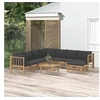 Image de Salon de jardin modulable gris 9 pieces 8 personnes 69 x 55 x 65 cm bambou