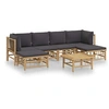 Image de Salon de jardin modulable 6 personnes 7 pieces bambou 69 x 55 x 65 gris
